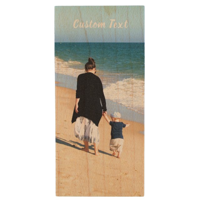 Custom Your Photo Wood Flash Drive with Text Name (Front Vertical)