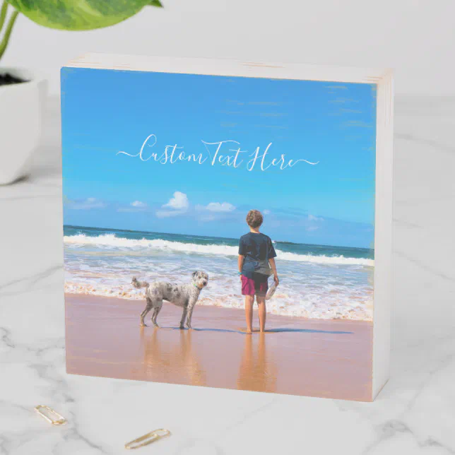 Custom Your Photo Wooden Box Sign Gift with Text | Zazzle