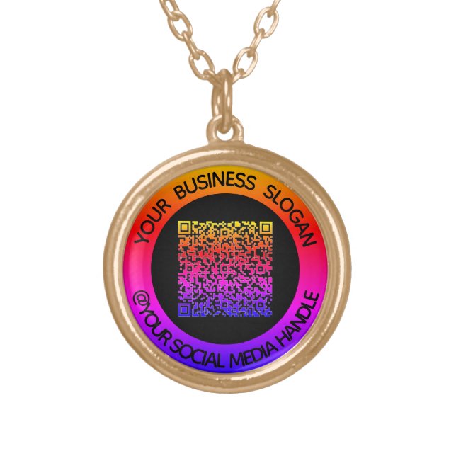 Custom Your QR Code and Text Social Media Necklace (Front)