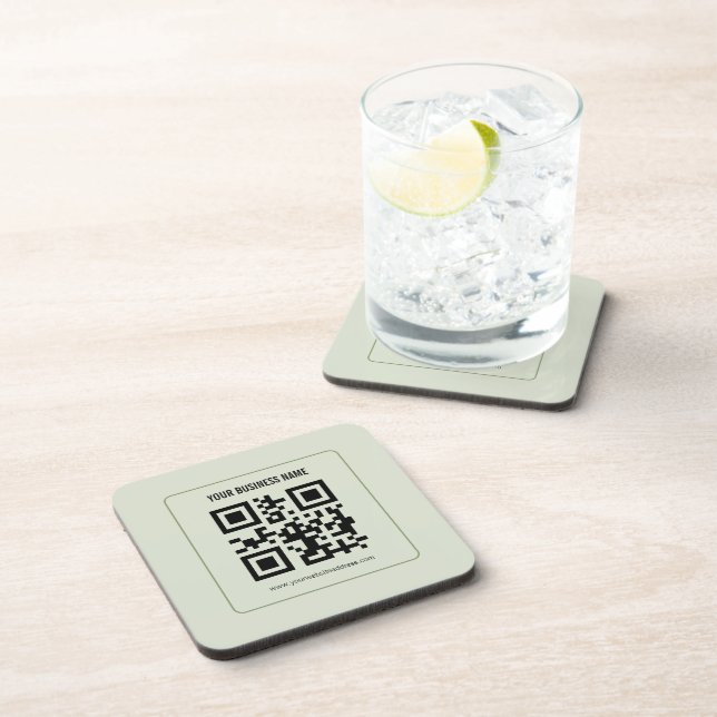 Custom Your QR Code Business Name Template Beverage Coaster (Right Side)