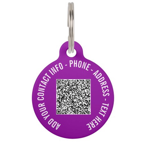 Custom Your QR Code Scan Info Text Name Pet ID Tag