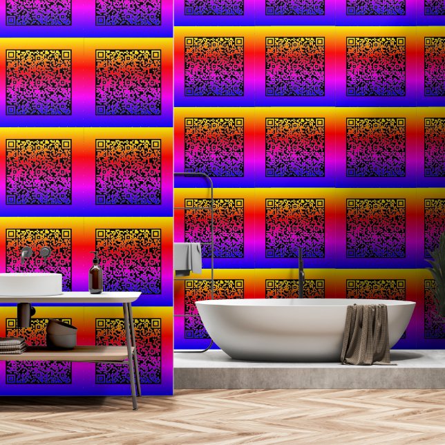 Custom Your QR Code Scan Personalized Modern Color Wallpaper (Bathroom)