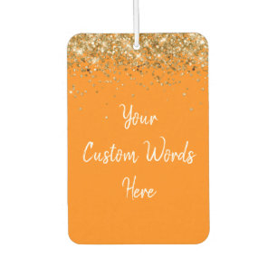 Custom Your Quote Personalized Orange & White Car Air Freshener