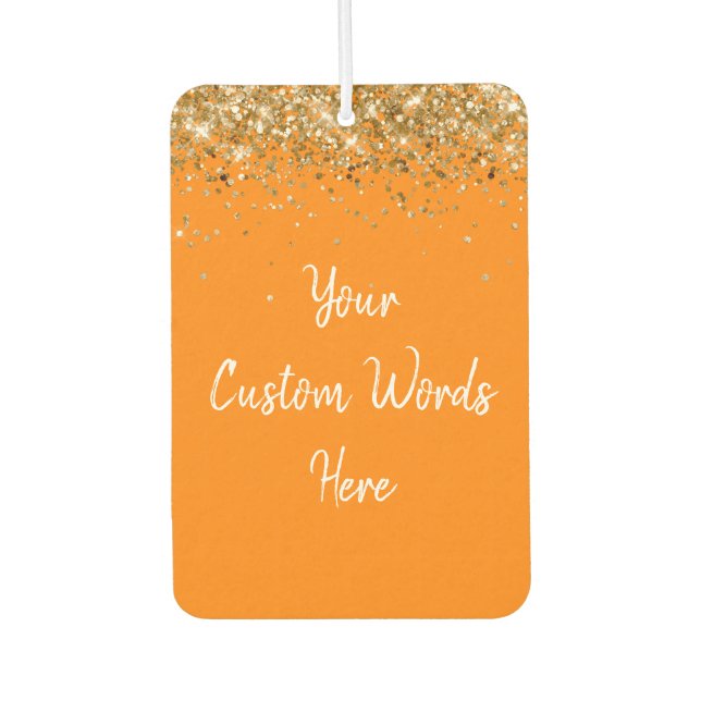 Custom Your Quote Personalized Orange & White Car Air Freshener (Front)