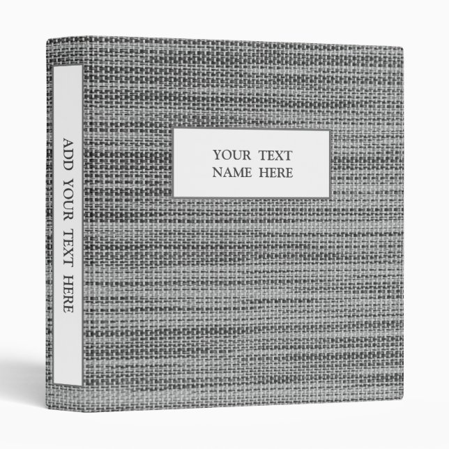 Custom Your Text Binder Faux Gray Fabric Design (Front/Spine)
