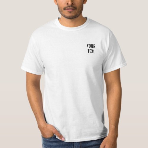Custom Your Text Double Sided Print Mens White T_Shirt