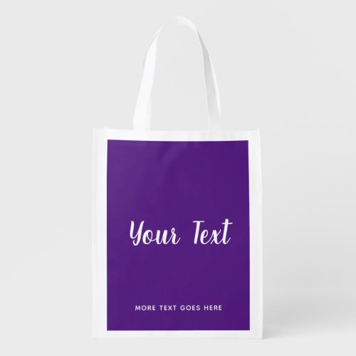 Custom Your Text Elegant Script Royal Purple Top Grocery Bag