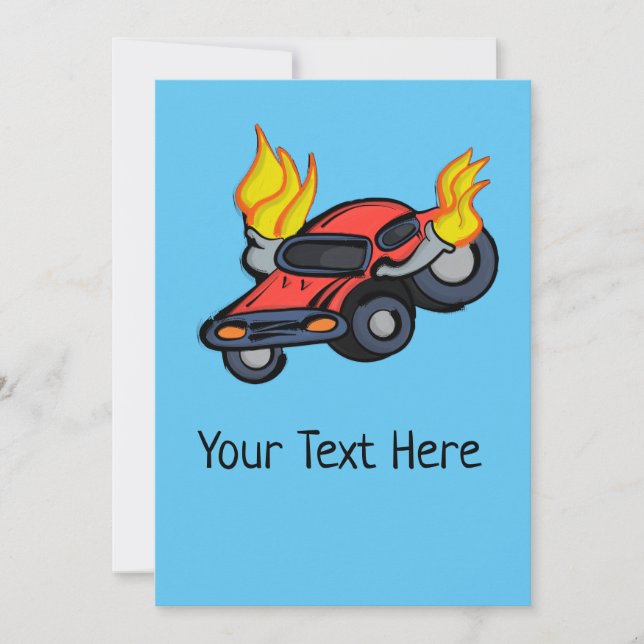 Custom Your Text Flaming Car Holiday Card (Front)