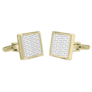 Custom your text, image & background color gold cufflinks