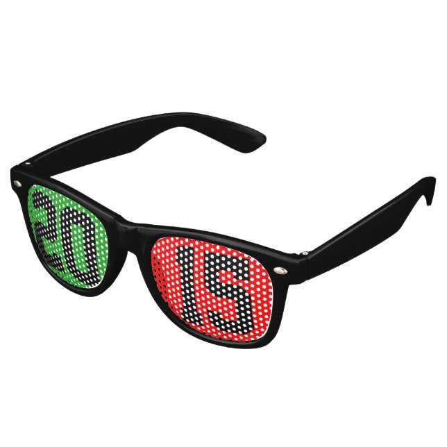 Custom your text, image & background color retro sunglasses (Angled)