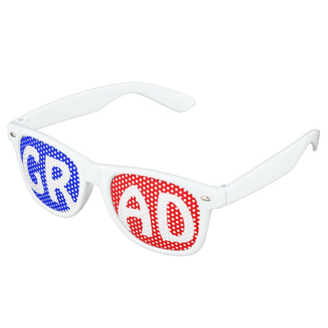 Custom your text, image & background color retro sunglasses (Angled)