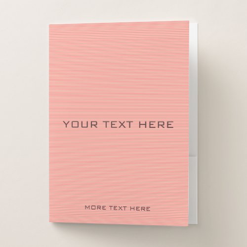 Custom Your Text Logo Here Peach Color Stripes Pocket Folder