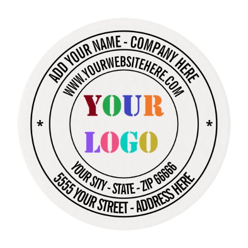 Custom Your Text Logo Info Edible Frosting Rounds