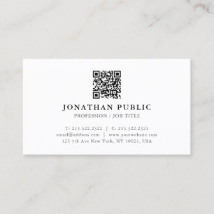 Custom Your Text QR Code Modern Elegant Minimalist Business Card