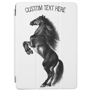 Custom Your Text Upright Black Wild Horse iPad Air Cover