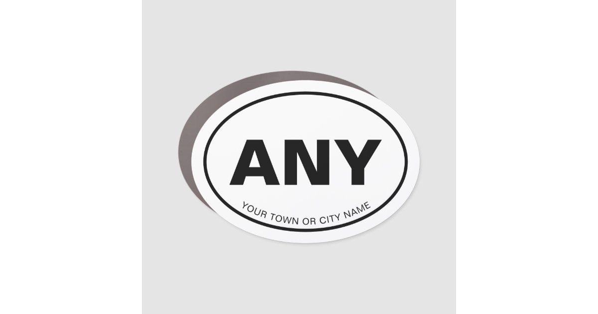 Custom Your Town or City Abbreviation Euro Oval Car