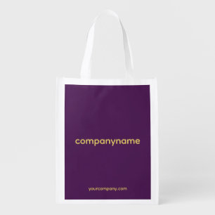 Custom Your Website Address Faux Gold Text Purple Grocery Bag