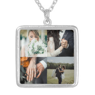 Custom your wedding photo  silver plated necklace
