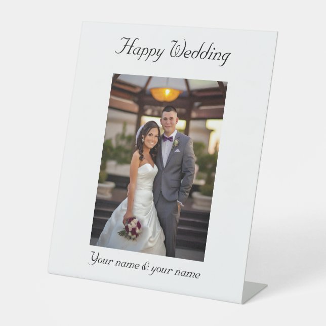 custom your wedding photos  pedestal sign (Front)