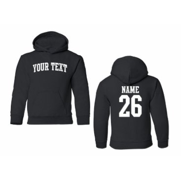 Custom Youth Hooded Sweatshirt, Arched Text