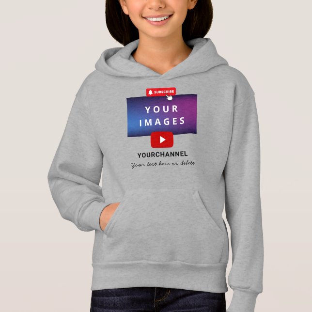 Custom Youtube Channel Name and Add Images Kids Hoodie (Front)