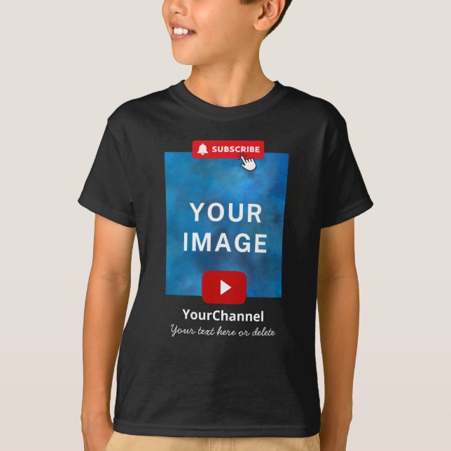 Custom Youtube Channel Name Black Kids T-Shirt (Front)