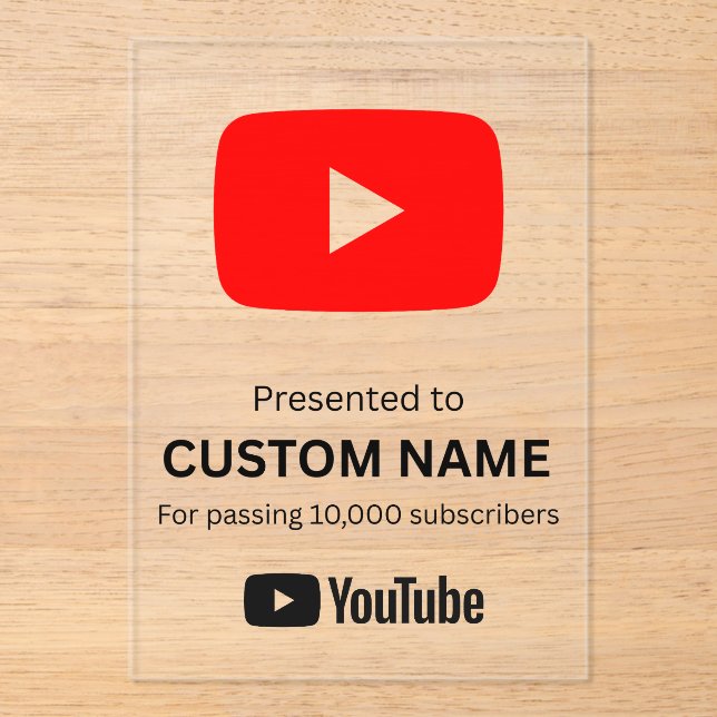 Custom youtube play button transparent acrylic invitations (Front)