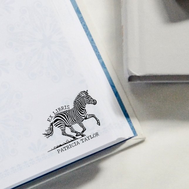 Custom Zebra Ex Libris Bookplate Rubber Stamp (Creator Uploaded)