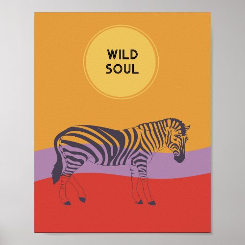 Custom zebra modern bright bold safari poster