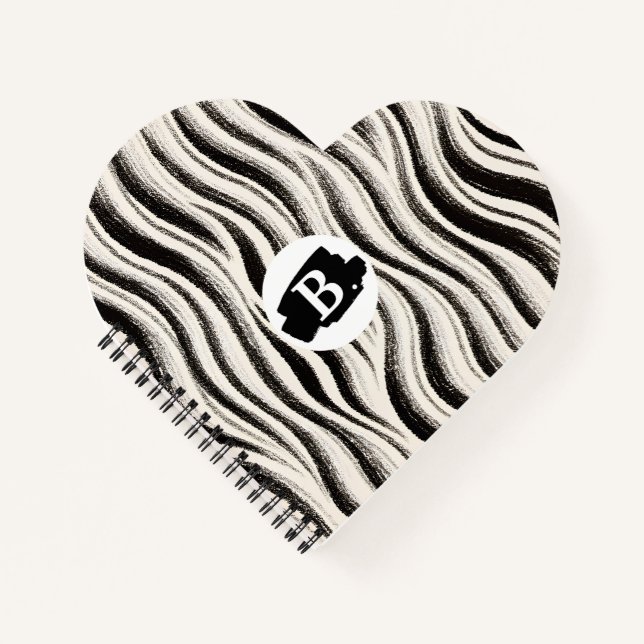 Custom Zebra Stripe Heart Notebook (Front)