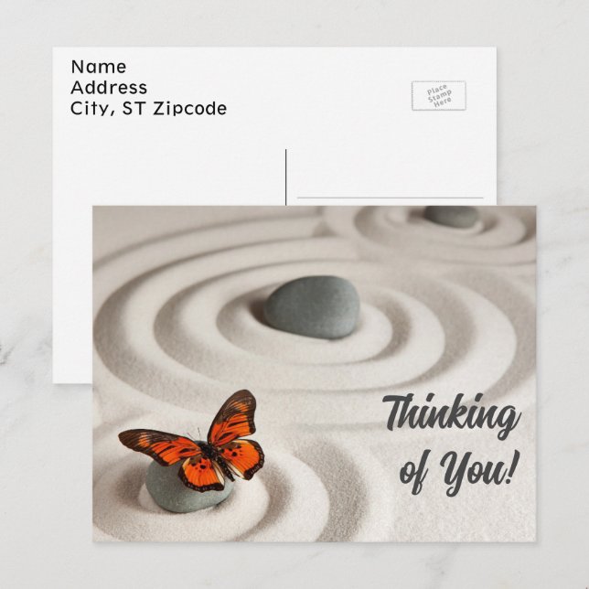 Custom Zen Garden, Monarch Butterfly | Trendy Postcard (Front/Back)