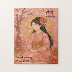 Custom Zen Meditation Mindful Japan illustration Jigsaw Puzzle