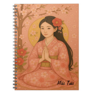 Custom Zen Yoga Meditation Mindfulness Art Pink Notebook
