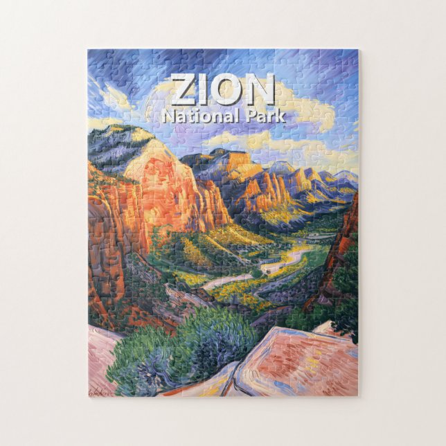 Custom Zion National Park Angels Landing Vibrant Jigsaw Puzzle (Vertical)