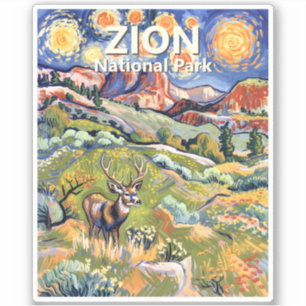 Custom Zion National Park Animal Deer Colorful Sticker