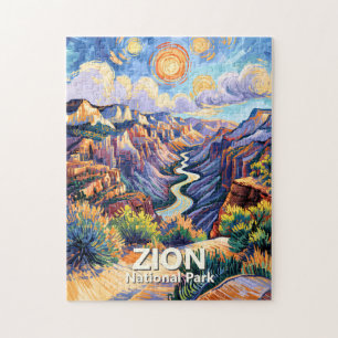 Custom Zion National Park Canyon Sunset Colorful Jigsaw Puzzle