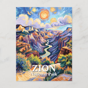 Custom Zion National Park Canyon Sunset Colorful Postcard