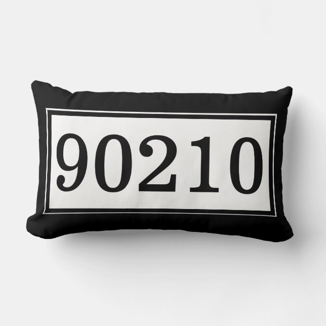 Custom Zip Code Black and White Classic Lumbar Pillow (Front)