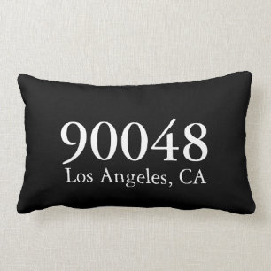 Custom ZIP Code City State White Black Modern  Lumbar Pillow