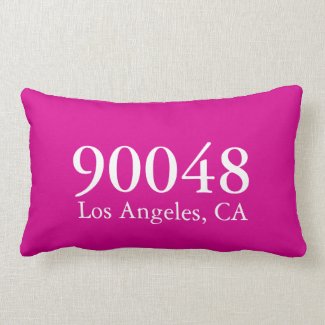 Custom ZIP Code City State White Hot Pink Modern Lumbar Pillow