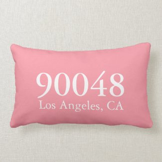 Custom ZIP Code City State White Pink Modern  Lumbar Pillow