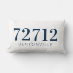 Custom Zip Code Hometown Pillow Navy White at Zazzle