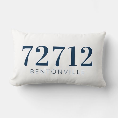 Custom Zip Code Hometown Pillow Navy White