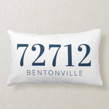 Custom Zip Code Hometown Pillow Navy White by NotableNovelties at Zazzle