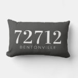 Custom Zip Code Hometown Pillow White Gray at Zazzle