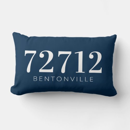 Custom Zip Code Hometown Pillow White Navy