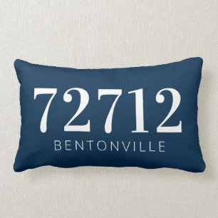 Custom Zip Code Hometown Pillow White Navy