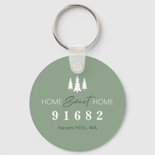 Custom Zip Code New Home Keychain (Front)