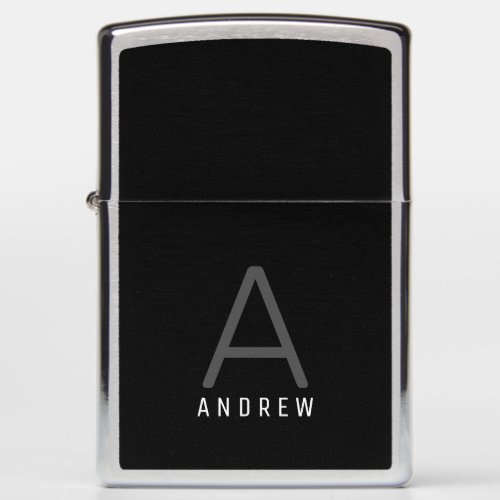 Custom Zippo Pocket Lighter Modern Black Monogram