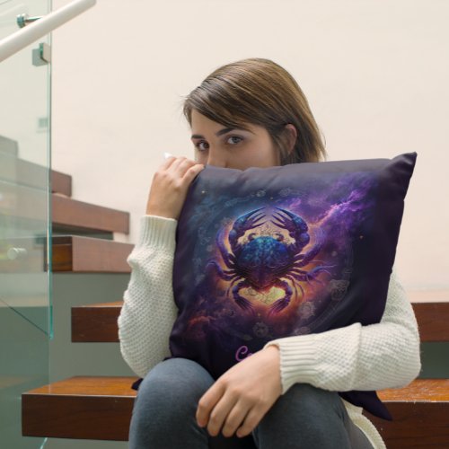 Custom Zodiac Cancer Horoscope Fantasy Sun Sign Th Throw Pillow